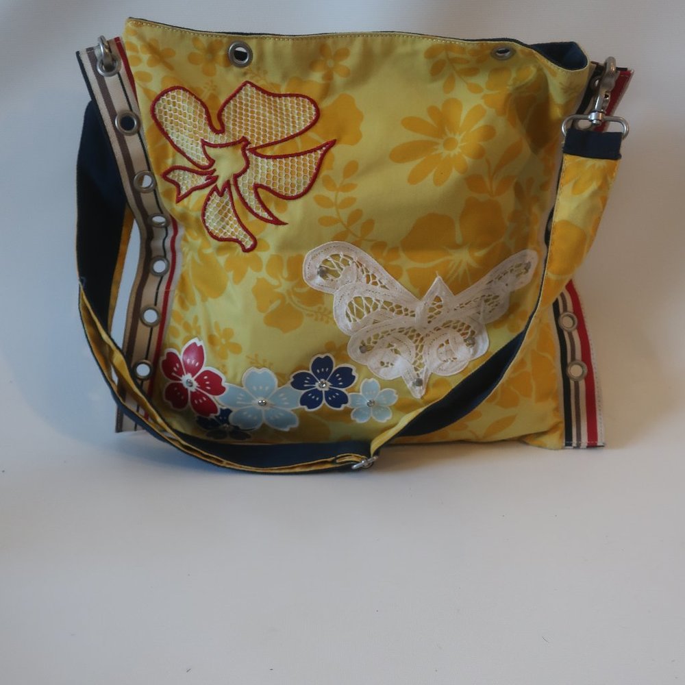 Womens Triple Five Soul Yellow Multicolor Boho Chic Messenger Crossbody Handbag*